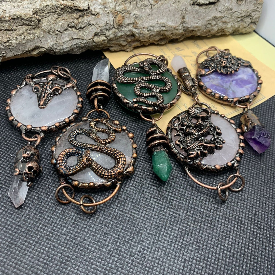 Olivenorma Copper Ox Head With Clear Quartz Gemstone Necklace - image 17