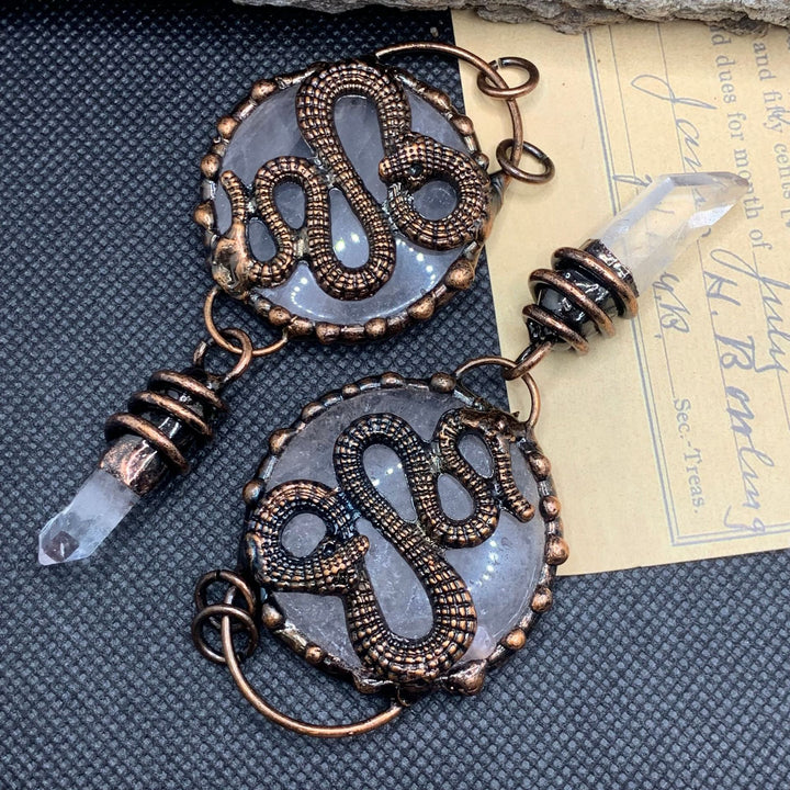 Olivenorma Copper Ox Head With Clear Quartz Gemstone Necklace - Clear Crystal&Coiled Snake - image 8