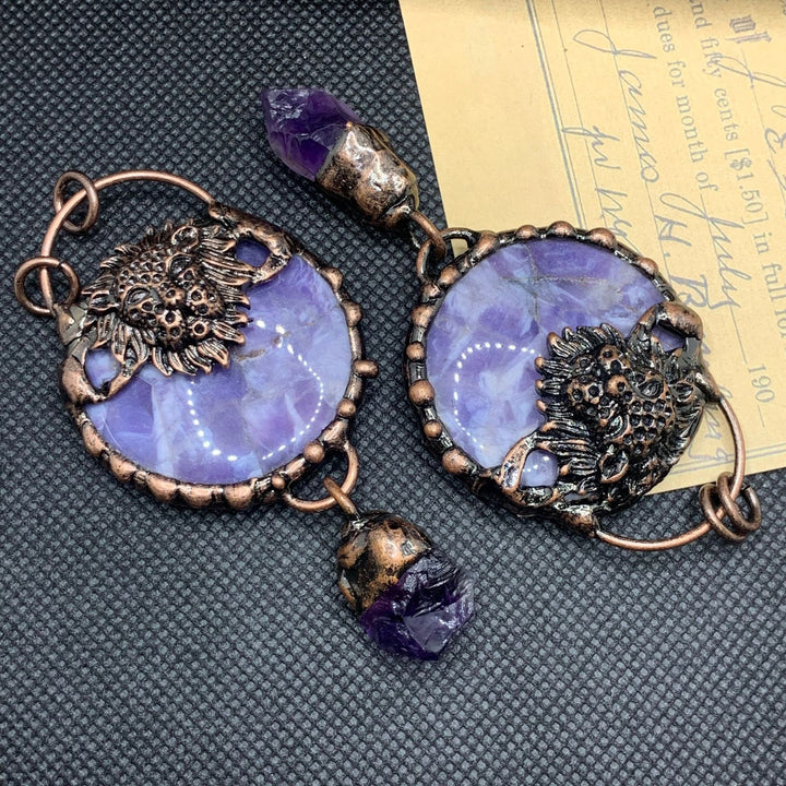 Olivenorma Copper Ox Head With Clear Quartz Gemstone Necklace - Amethyst&Lion Head - image 15