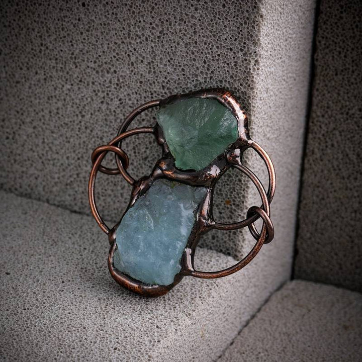 Olivenorma Green Fluorite Aquamarine Combination Pendant Necklace - image 7