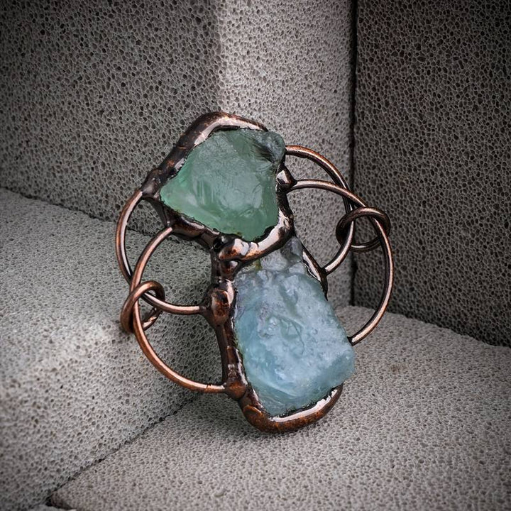 Olivenorma Green Fluorite Aquamarine Combination Pendant Necklace - image 8