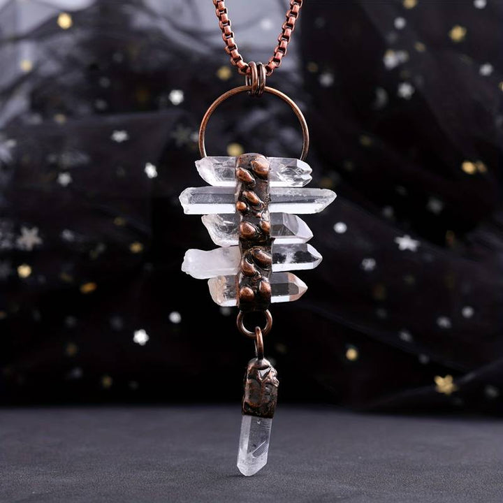 Olivenorma Irregular Clear Quartz Six-Piece Tassel Gemstone Necklace - Clear Quartz - image 0