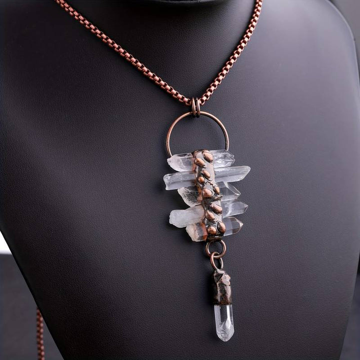 Olivenorma Irregular Clear Quartz Six-Piece Tassel Gemstone Necklace - image 2