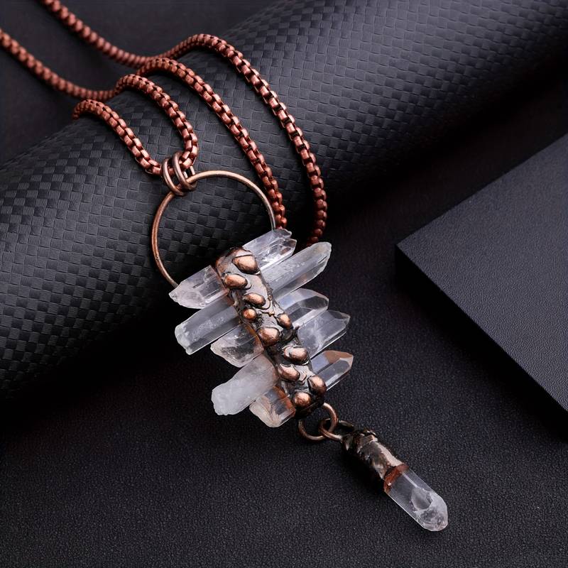 Olivenorma Irregular Clear Quartz Six-Piece Tassel Gemstone Necklace - image 5