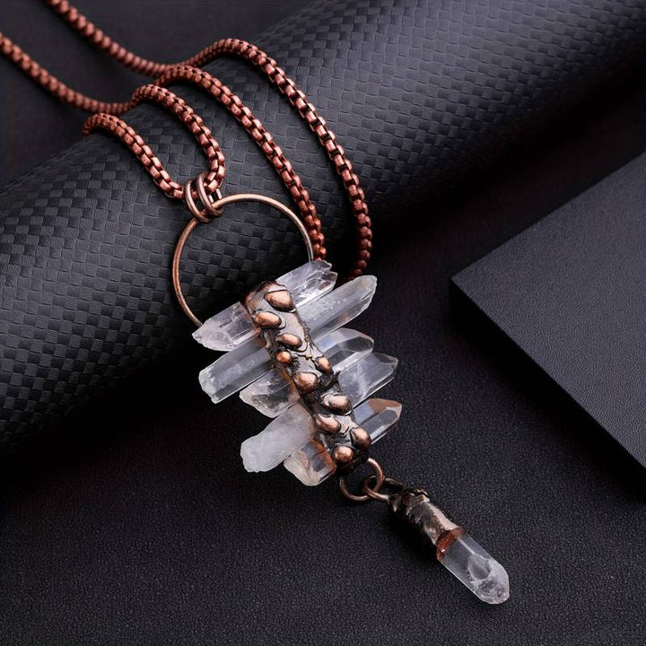 Olivenorma Irregular Clear Quartz Six-Piece Tassel Gemstone Necklace - image 5