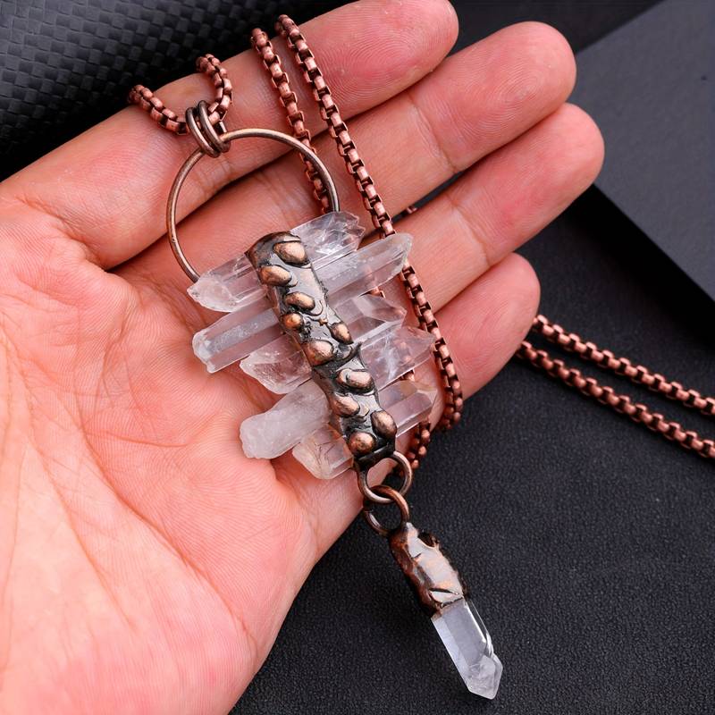Olivenorma Irregular Clear Quartz Six-Piece Tassel Gemstone Necklace - image 1