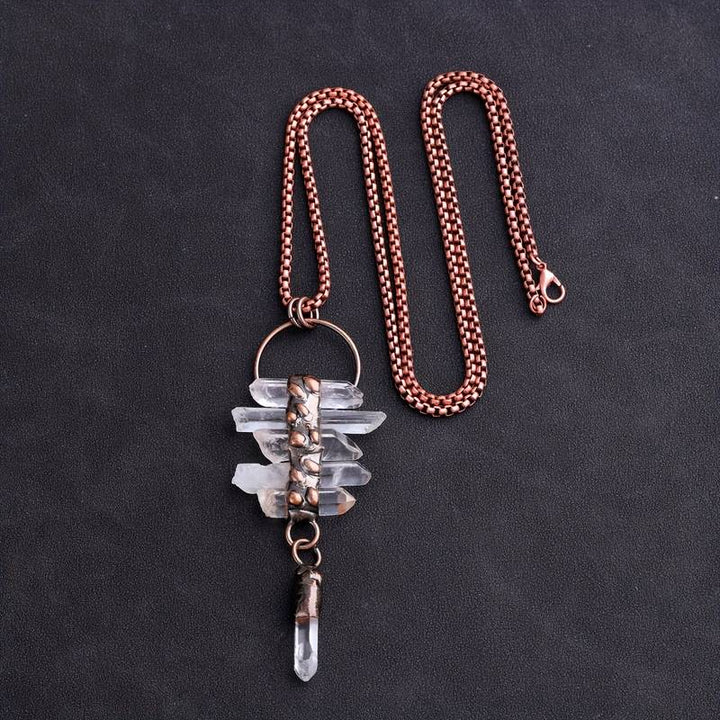 Olivenorma Irregular Clear Quartz Six-Piece Tassel Gemstone Necklace - image 6
