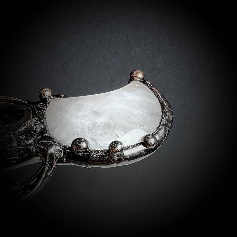 Olivenorma Clear Crystal Moon Plant Shape Pendant Gemstone Necklace - image 2