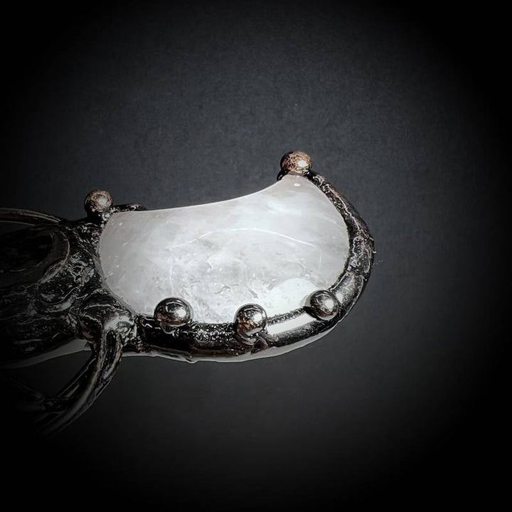 Olivenorma Clear Crystal Moon Plant Shape Pendant Gemstone Necklace - image 2