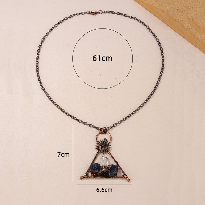 Olivenorma Copper Sun Clear Quartz Amethyst Gemstone Necklace - image 4