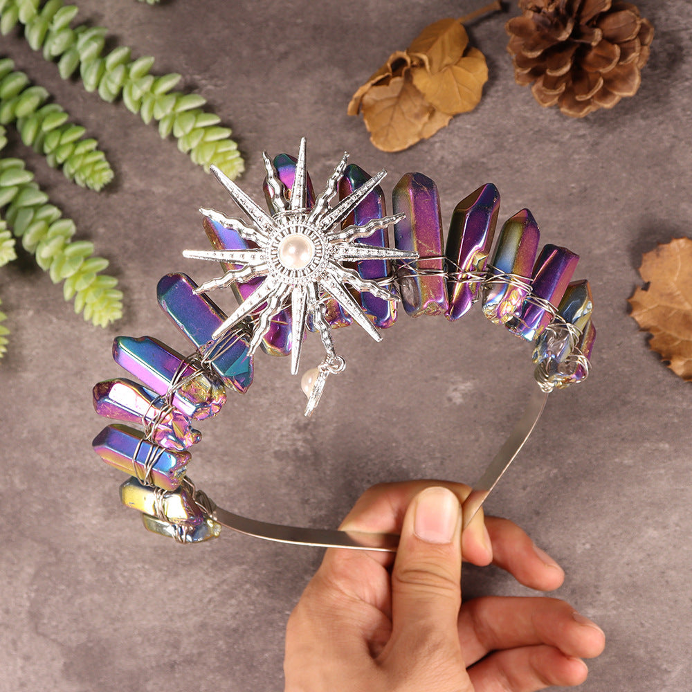 Olivenorma Sun Goddes Tiara Wedding Crystal Crown - Electroplated Color Crystal - image 38