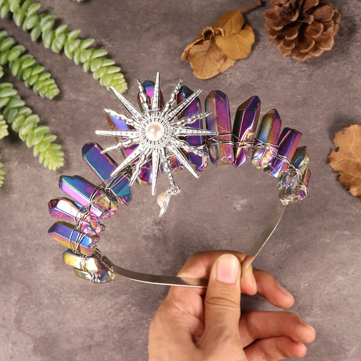 Olivenorma Sun Goddes Tiara Wedding Crystal Crown - Electroplated Color Crystal - image 38