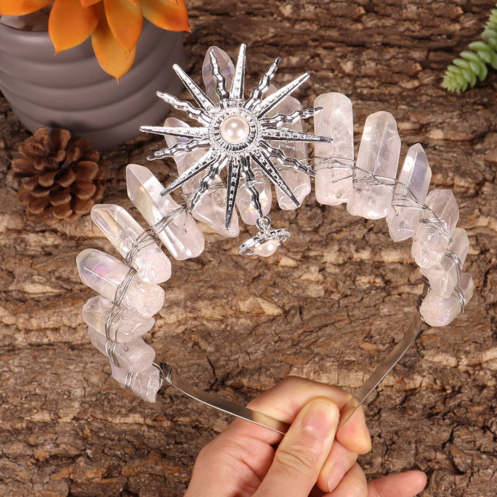Olivenorma Sun Goddes Tiara Wedding Crystal Crown - Clear Quartz&Silver - image 2
