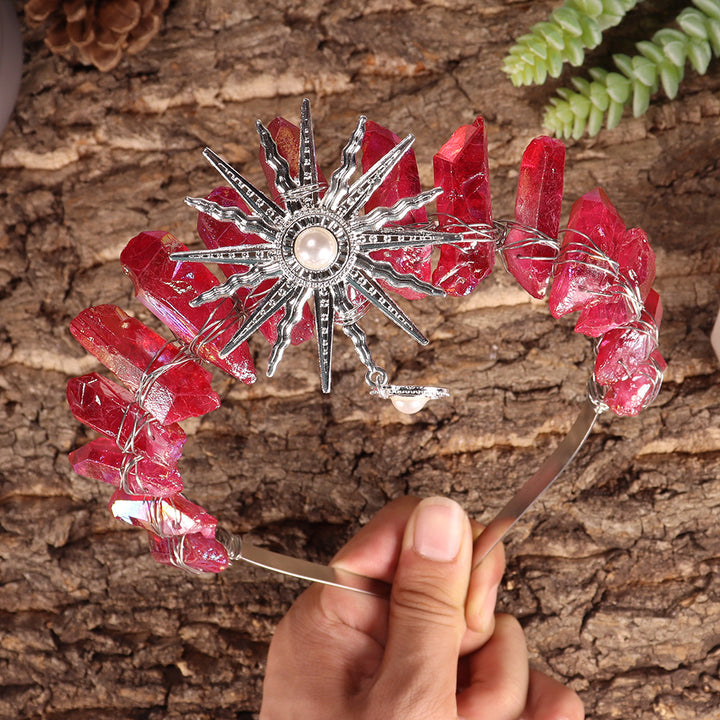 Olivenorma Sun Goddes Tiara Wedding Crystal Crown - Ruby Quartz - image 21