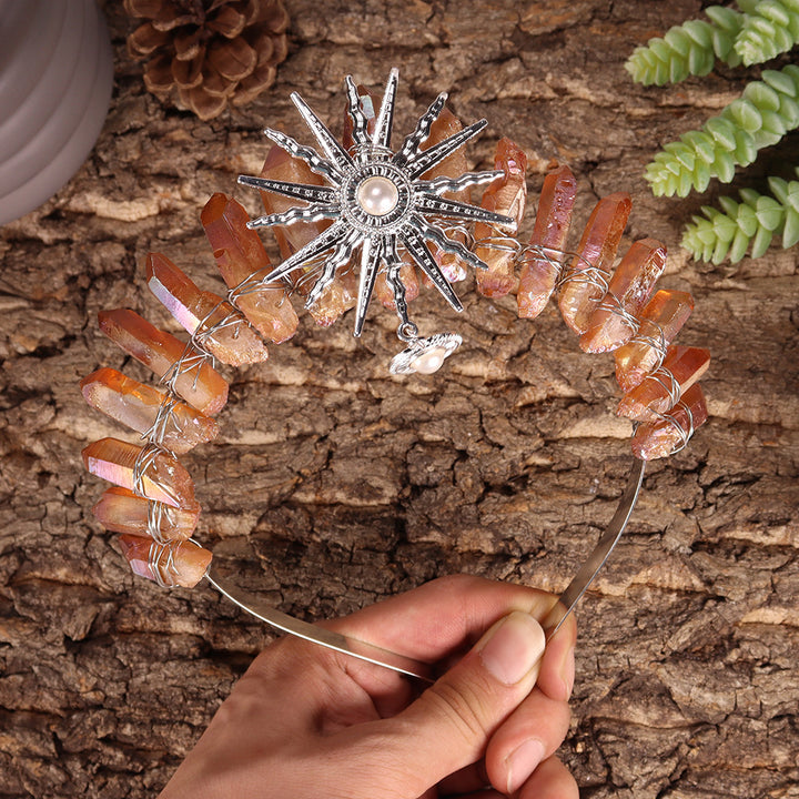 Olivenorma Sun Goddes Tiara Wedding Crystal Crown - Electroplated Brown Crystal - image 36