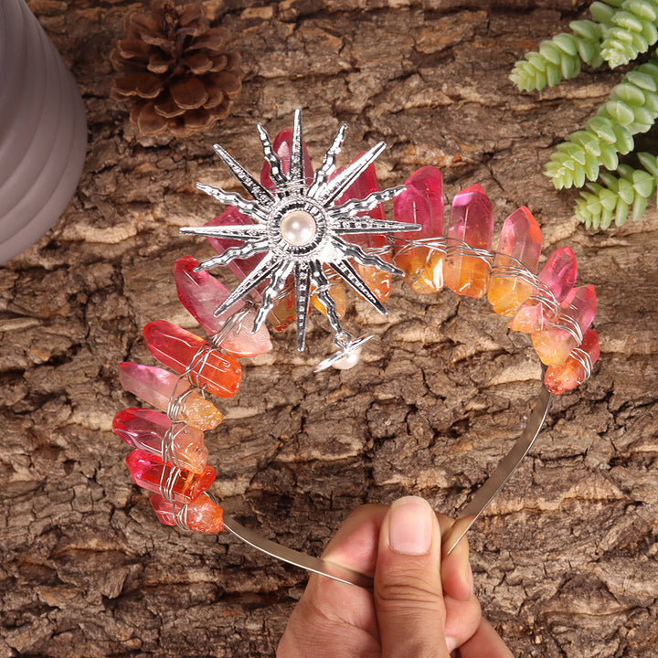 Olivenorma Sun Goddes Tiara Wedding Crystal Crown - Red Smelting Quartz - image 25