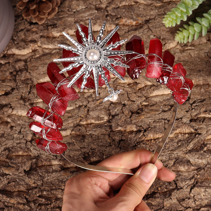Olivenorma Sun Goddes Tiara Wedding Crystal Crown - Garnet - image 23