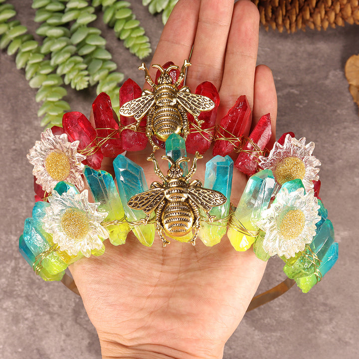 Olivenorma Natural Crystal Daisy Bee Decoration Crystal Crown - image 24