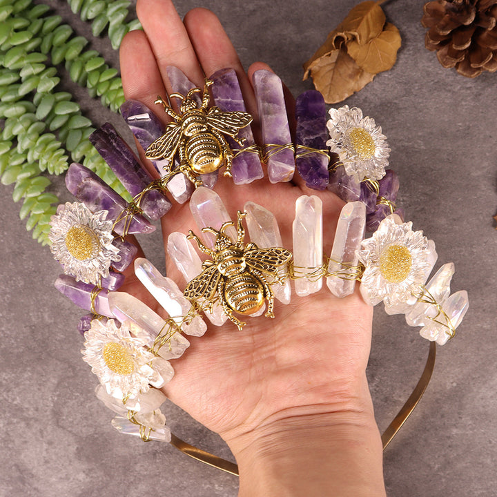 Olivenorma Natural Crystal Daisy Bee Decoration Crystal Crown - image 23