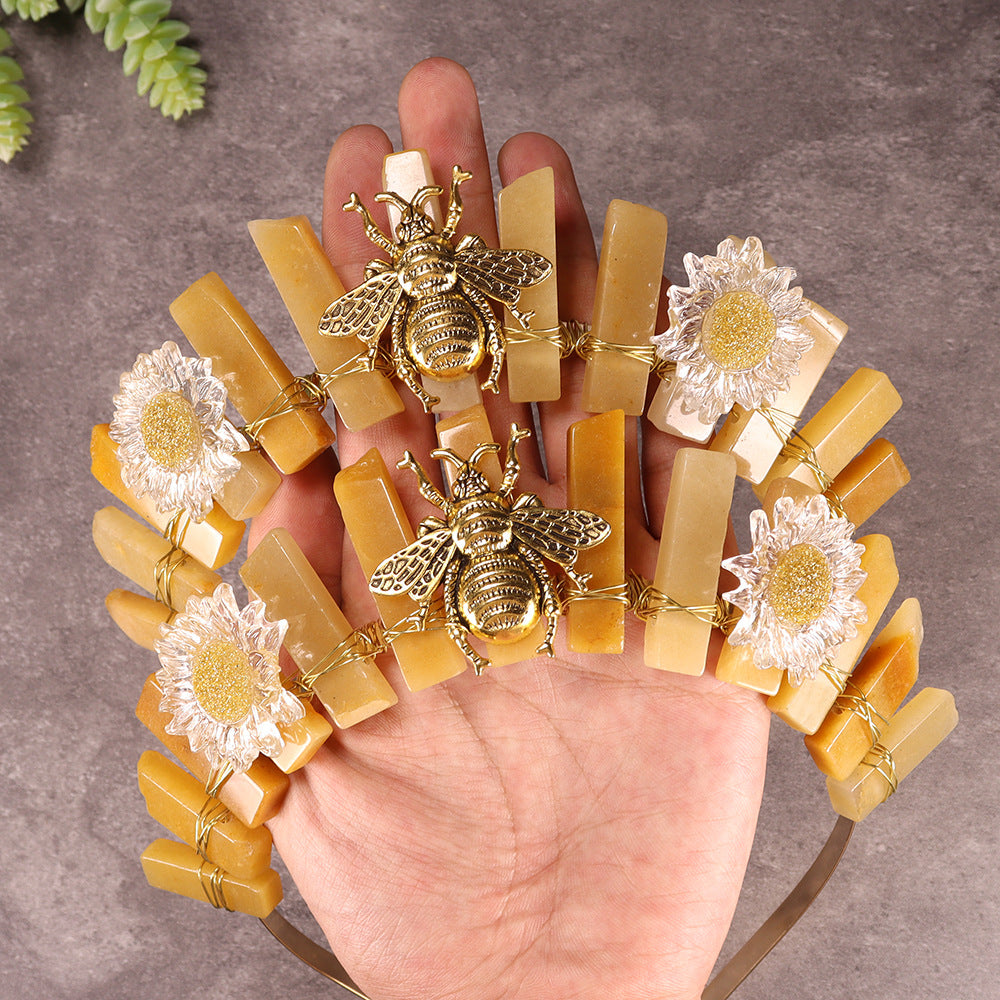 Olivenorma Natural Crystal Daisy Bee Decoration Crystal Crown - image 26