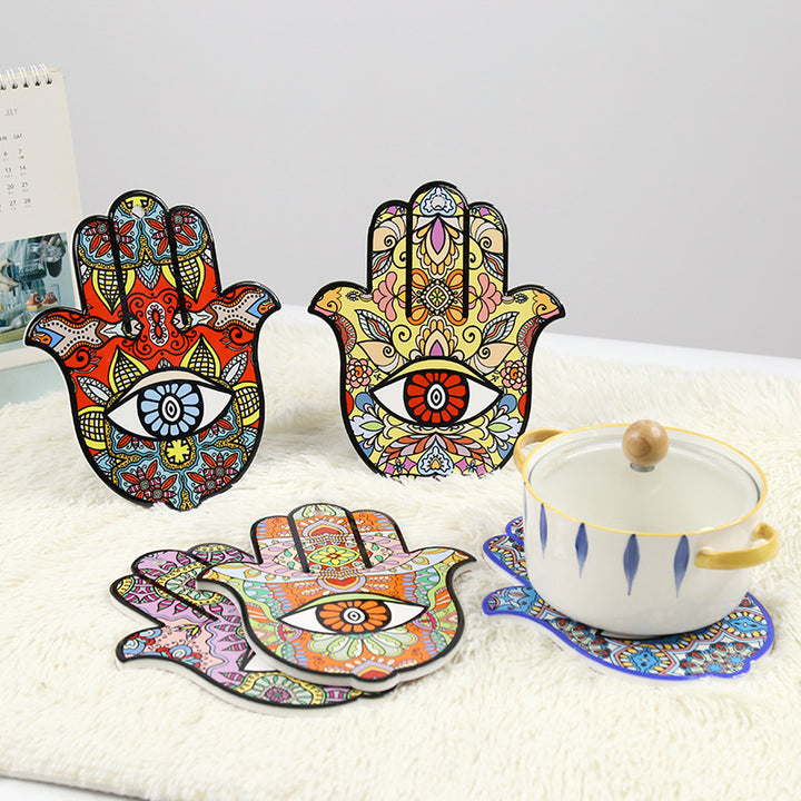 Olivenorma Hamsa Evil Eye Ceramic Insulated Placemat Coaster - image 0