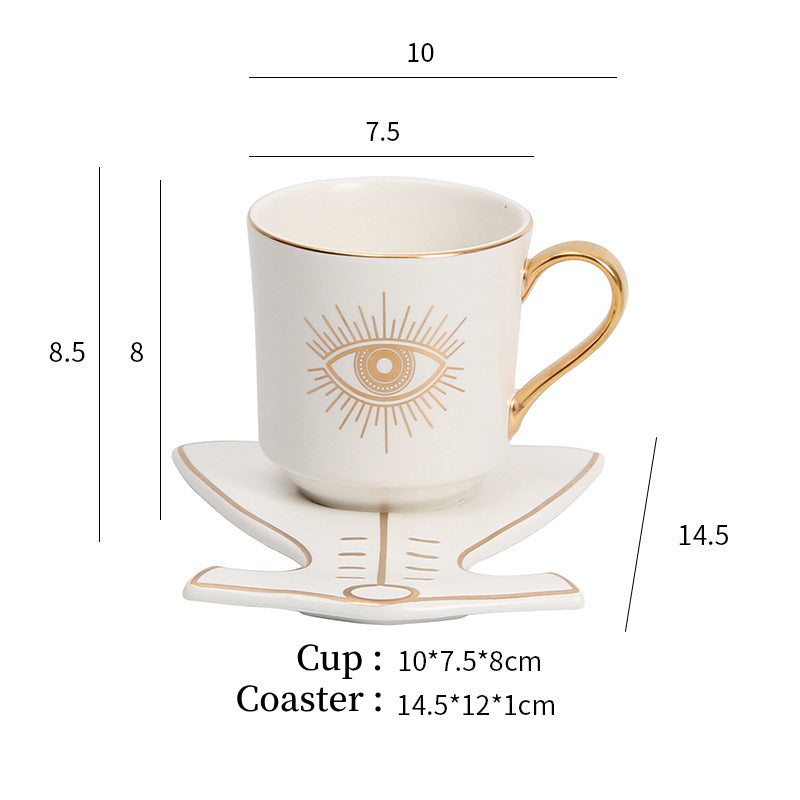 Olivenorma Hamsa Evil Eye Tea Cup Saucer Set Coaster - White Evil Eye Cup&Clothes Coaster - image 1