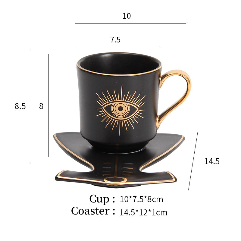 Olivenorma Hamsa Evil Eye Tea Cup Saucer Set Coaster - Black Evil Eye Cup&Clothes Coaster - image 2