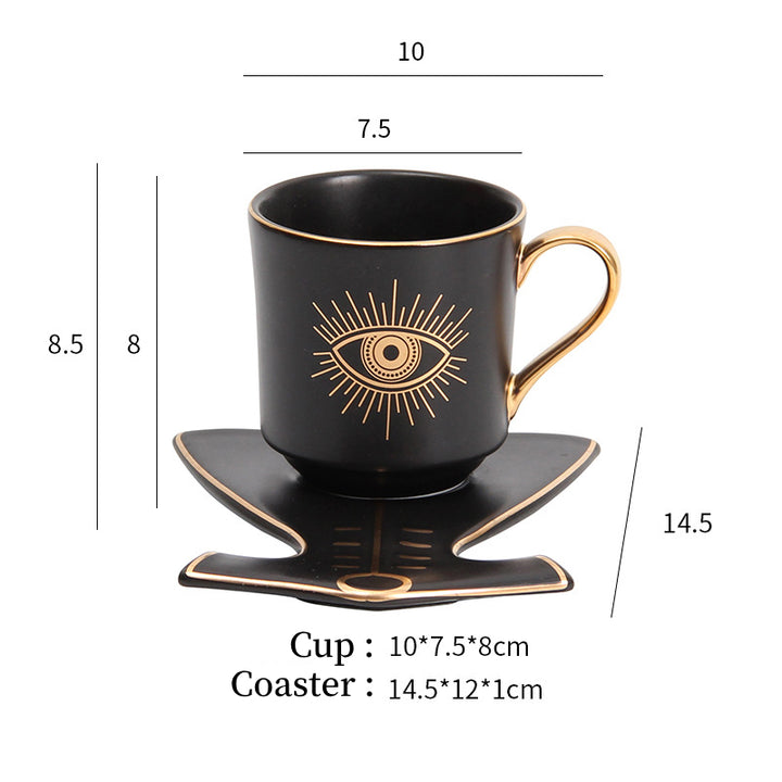 Olivenorma Hamsa Evil Eye Tea Cup Saucer Set Coaster - Black Evil Eye Cup&Clothes Coaster - image 2