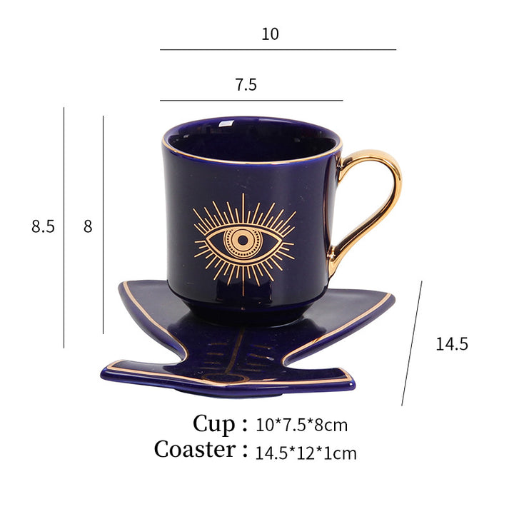 Olivenorma Hamsa Evil Eye Tea Cup Saucer Set Coaster - Blue Evil Eye Cup&Clothes Coaster - image 3