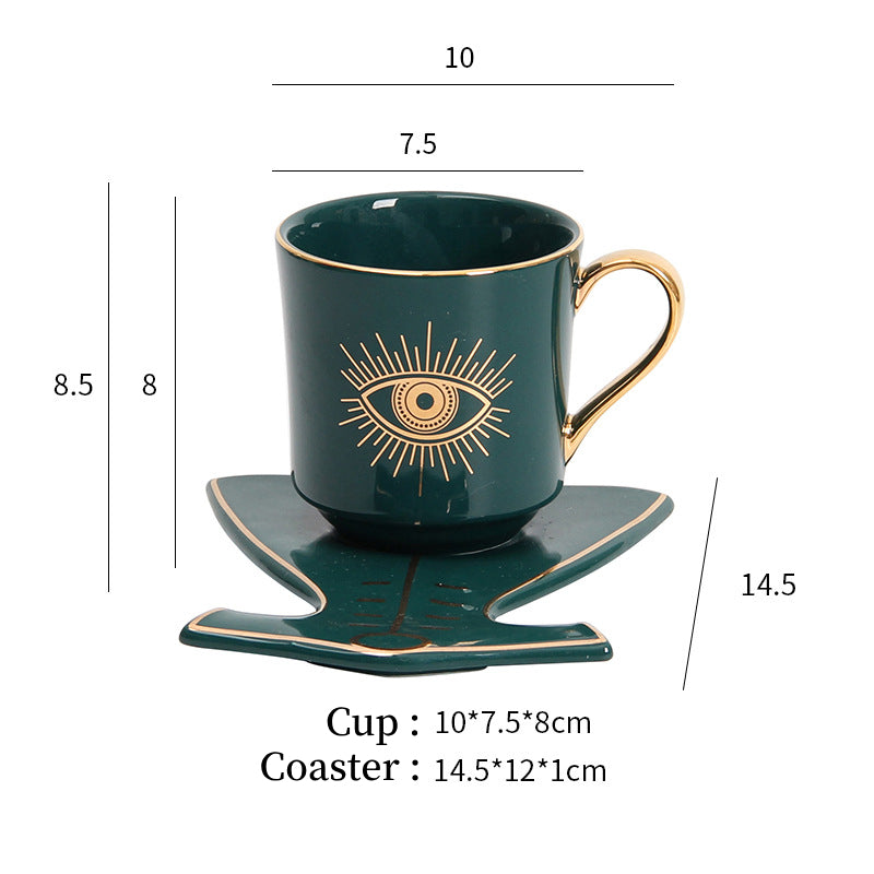 Olivenorma Hamsa Evil Eye Tea Cup Saucer Set Coaster - Green Evil Eye Cup&Clothes Coaster - image 4