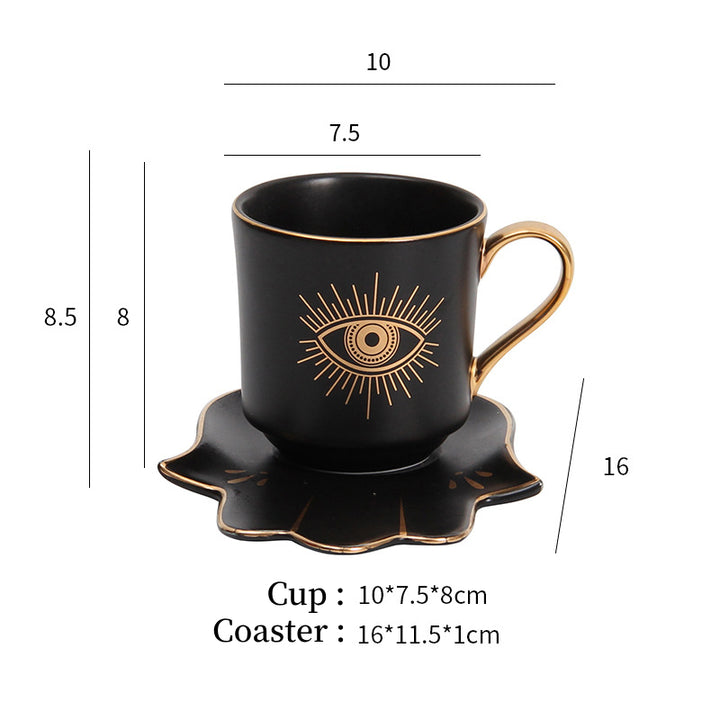 Olivenorma Hamsa Evil Eye Tea Cup Saucer Set Coaster - Black Evil Eye Cup&Hamsa Coaster - image 6