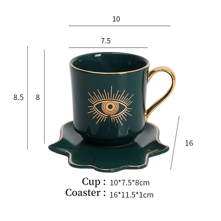 Olivenorma Hamsa Evil Eye Tea Cup Saucer Set Coaster - Green Evil Eye Cup&Hamsa Coaster - image 8