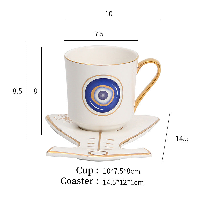 Olivenorma Hamsa Evil Eye Tea Cup Saucer Set Coaster - White Evil Eye 2 Cup&Clothes Coaster - image 9