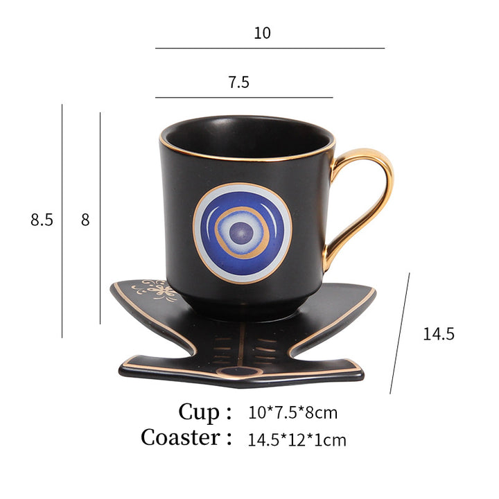 Olivenorma Hamsa Evil Eye Tea Cup Saucer Set Coaster - Black Evil Eye 2 Cup&Clothes Coaster - image 10