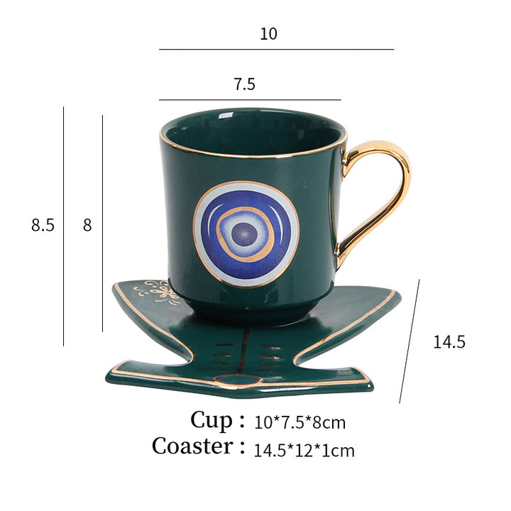 Olivenorma Hamsa Evil Eye Tea Cup Saucer Set Coaster - Green Evil Eye 2 Cup&Clothes Coaster - image 12
