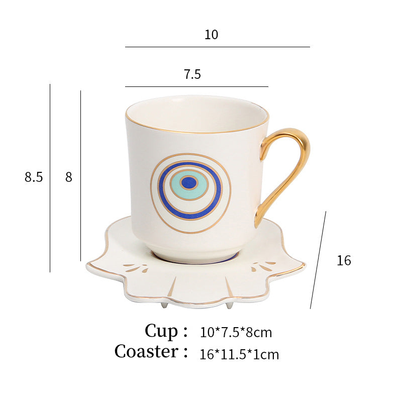 Olivenorma Hamsa Evil Eye Tea Cup Saucer Set Coaster - White Evil Eye 2 Cup&Hamsa Coaster - image 13