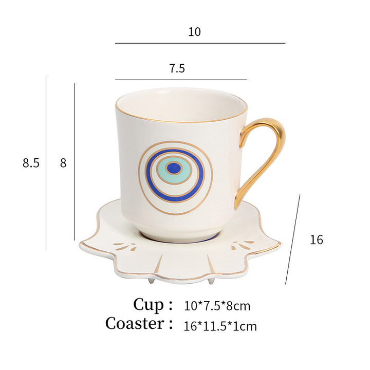 Olivenorma Hamsa Evil Eye Tea Cup Saucer Set Coaster - White Evil Eye 2 Cup&Hamsa Coaster - image 13