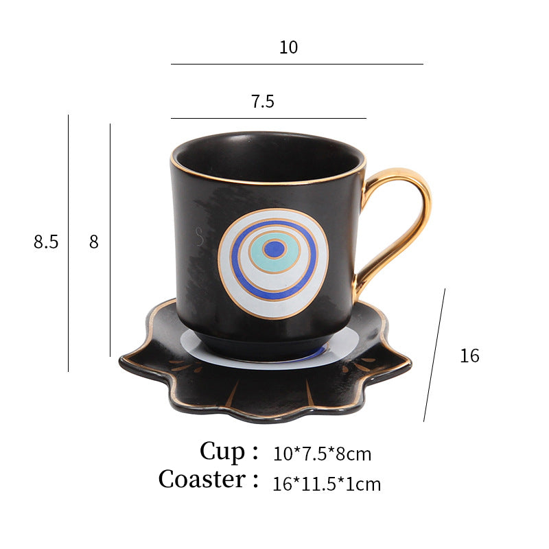 Olivenorma Hamsa Evil Eye Tea Cup Saucer Set Coaster - Black Evil Eye 2 Cup&Hamsa Coaster - image 14
