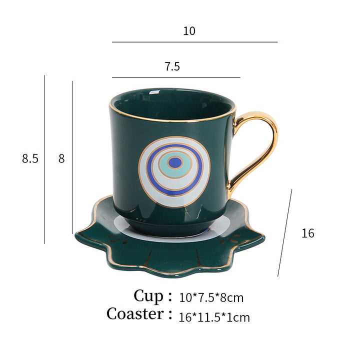 Olivenorma Hamsa Evil Eye Tea Cup Saucer Set Coaster - Green Evil Eye 2 Cup&Hamsa Coaster - image 16