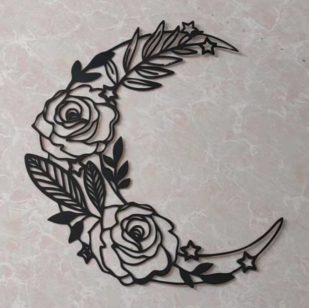 Olivenorma Moon Star Rose Carving Metal Wall Decor - image 4