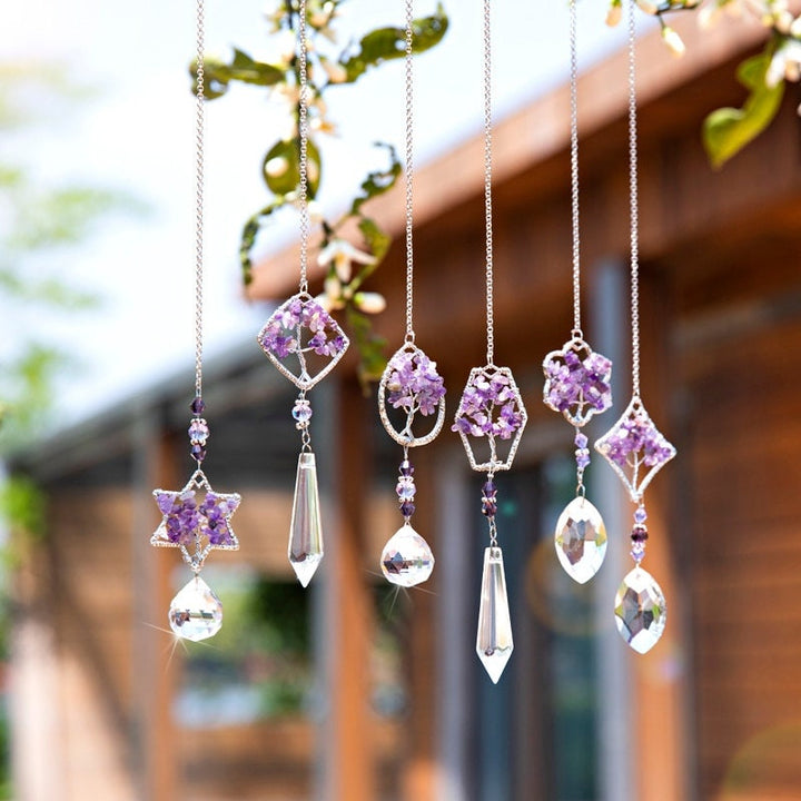 Olivenorma Natural Amethyst Tree Of Life Suncatcher Wind Chime - image 0