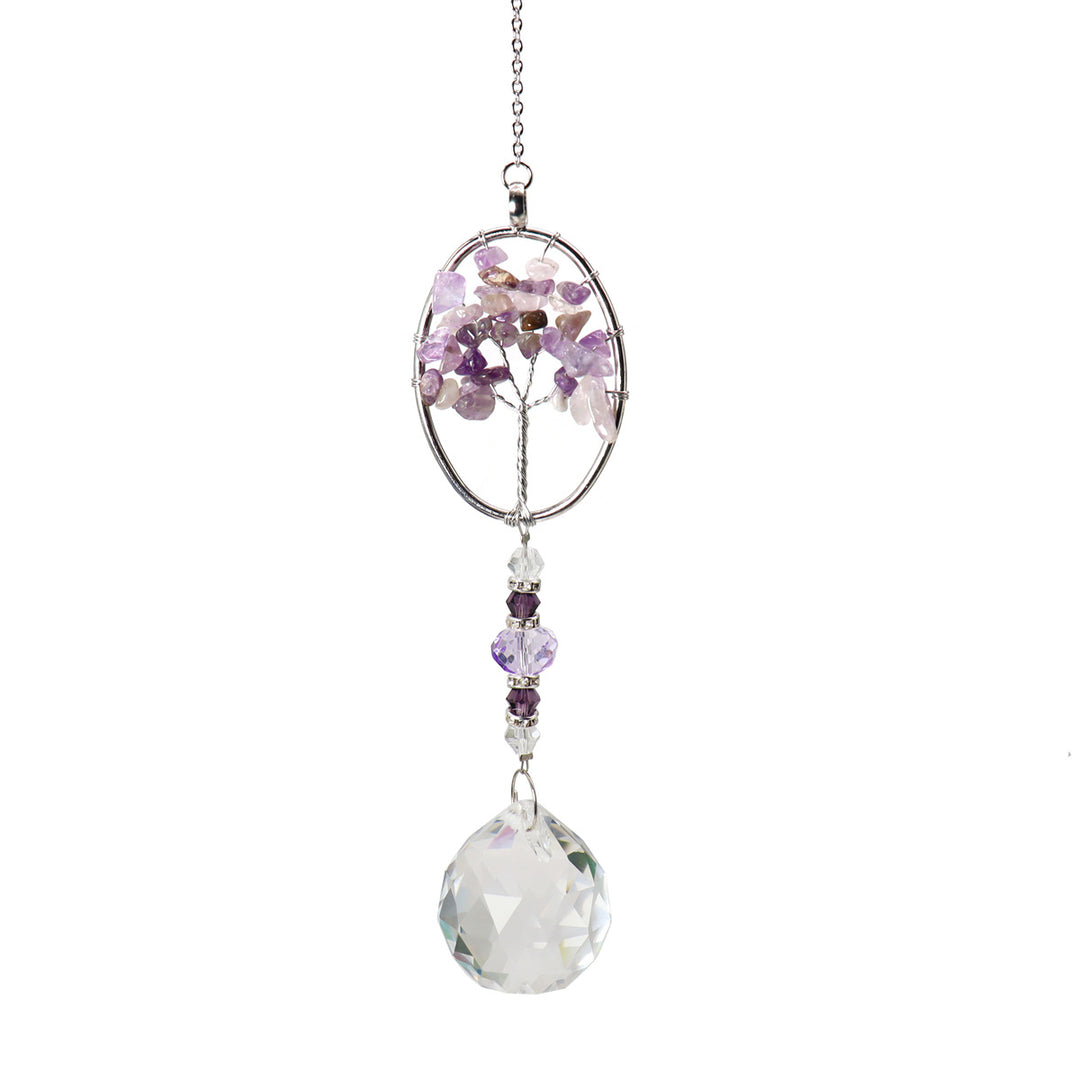 Olivenorma Natural Amethyst Tree Of Life Suncatcher Wind Chime - Amethyst&Oval - image 3
