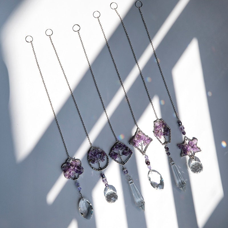 Olivenorma Natural Amethyst Tree Of Life Suncatcher Wind Chime - image 16
