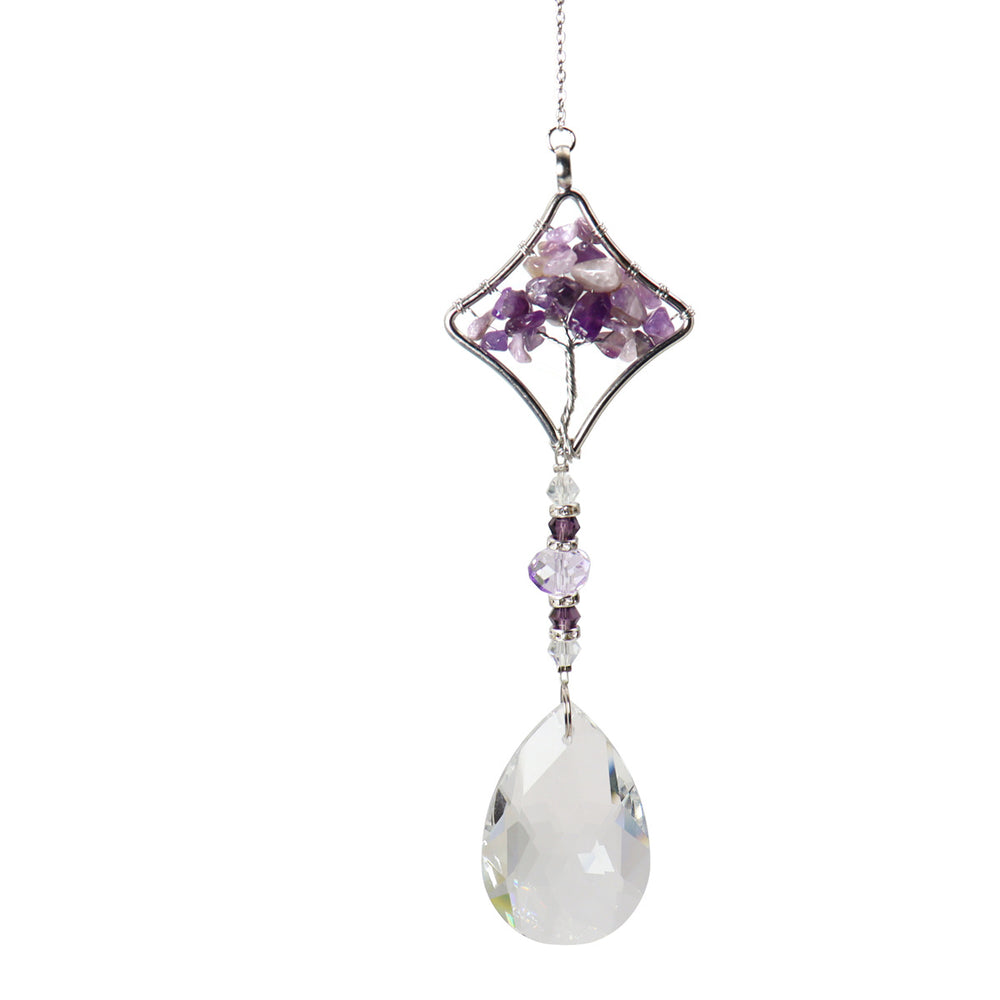 Olivenorma Natural Amethyst Tree Of Life Suncatcher Wind Chime - Amethyst&Rhombus - image 1