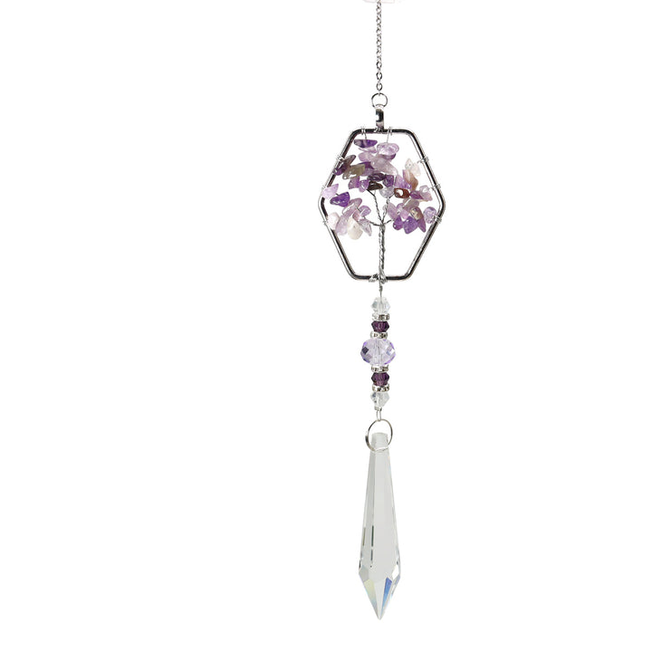 Olivenorma Natural Amethyst Tree Of Life Suncatcher Wind Chime - Amethyst&Polygon - image 5