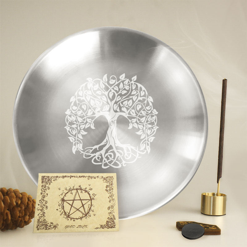 Olivenorma Tree Of Life Nine Hole Holy Plate Insence Holder Set - Silver Holy Plate+Nine Hole Holy Insence Holder+Parchment Paper+Two Small Magnets - image 11