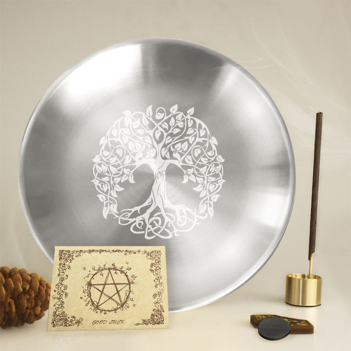 Olivenorma Tree Of Life Nine Hole Holy Plate Insence Holder Set - Silver Holy Plate+Nine Hole Holy Insence Holder+Parchment Paper+Two Small Magnets - image 11