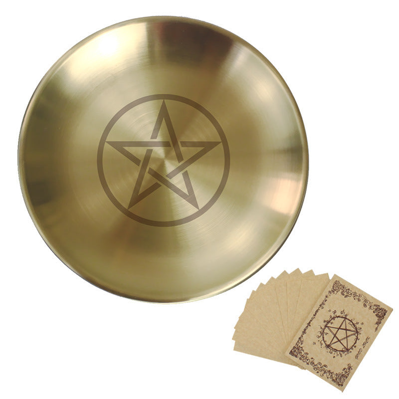 Olivenorma Three Phase Moon Pentagram Stainless Steel Holy Plate - Pentagram&Parchment - image 1