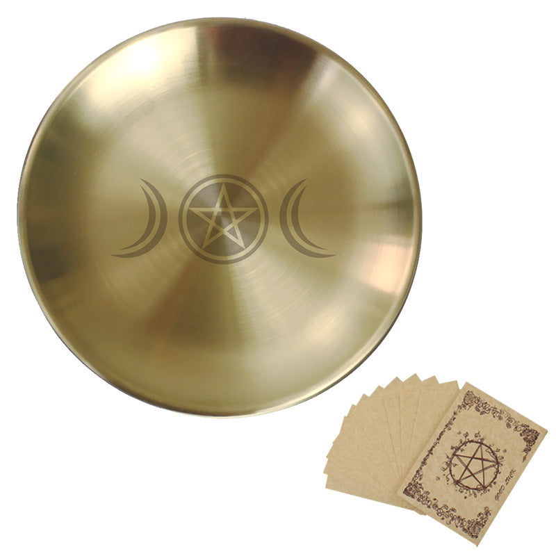 Olivenorma Three Phase Moon Pentagram Stainless Steel Holy Plate - Phases of March &Parchment - image 4