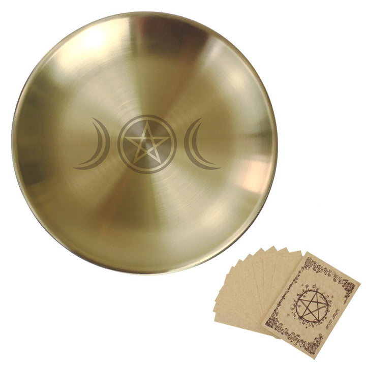 Olivenorma Three Phase Moon Pentagram Stainless Steel Holy Plate - Phases of March &Parchment - image 4